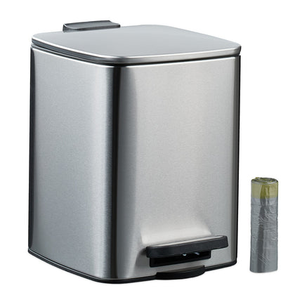Square Pedal Bin 6L with Liners – Soft-Close, Hands-Free