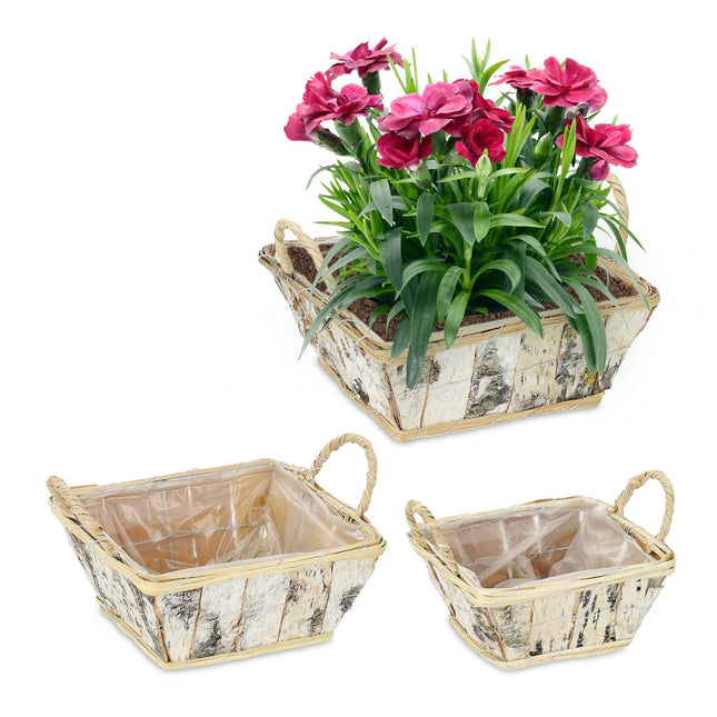 Vierkante bloempot Berk Set van 3