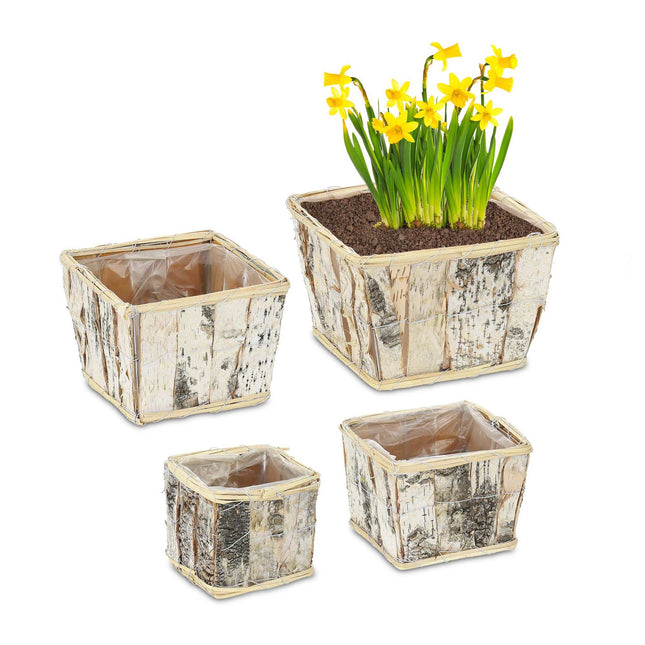 Vierkante bloempot Berk Set van 4