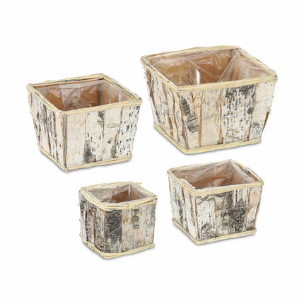 Square flowerpot Birch Set of 4