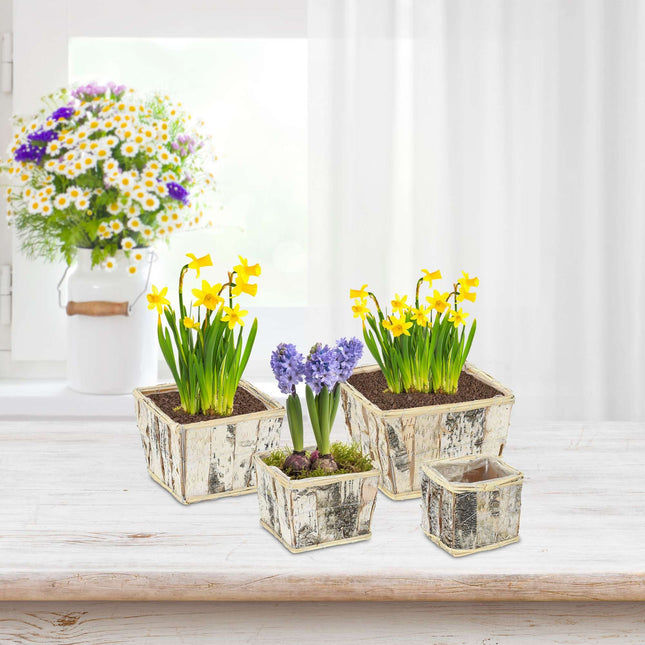 Vierkante bloempot Berk Set van 4