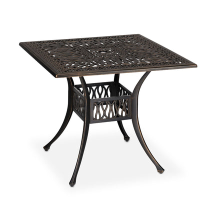 Square garden table with umbrella hole