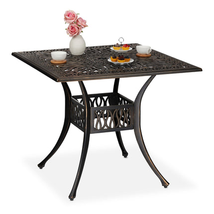 Square garden table with umbrella hole