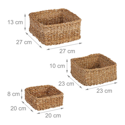 Square storage basket, set of 3