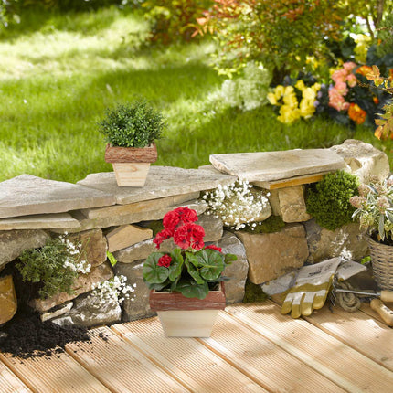 Square wooden pot set of 2