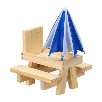 Squirrel Picnic Table Feeder with 2 Umbrellas