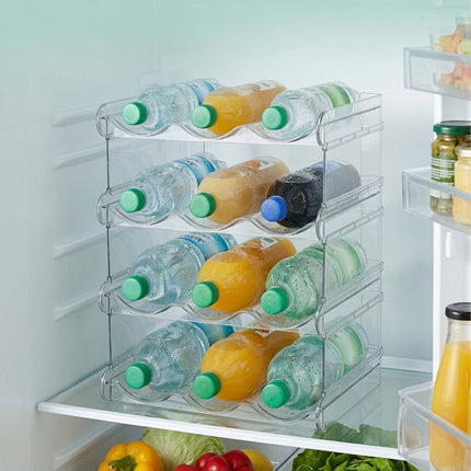 Stackable 12-Bottle Rack, 4 Tiers, Transparent Plastic