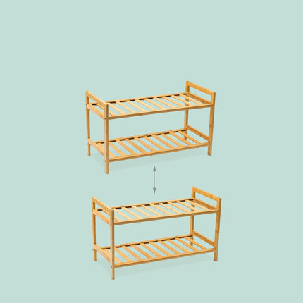 Stackable Bamboo Shoe Rack, 2 Levels, Holds 6 Pairs