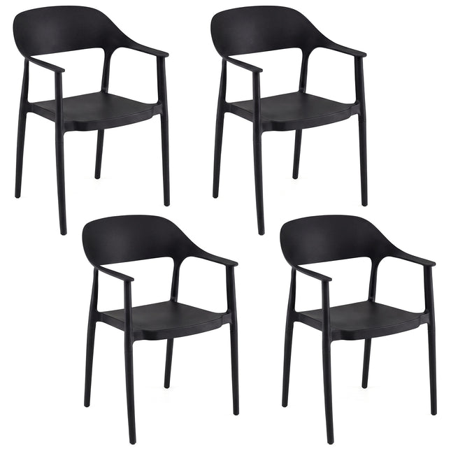 Stackable Black Dining Chairs Set of 4, 150kg Capacity