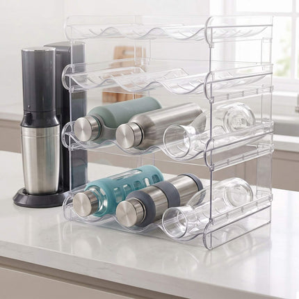 Stackable Bottle Rack – 16 Bottles, 4 Tiers, Transparent