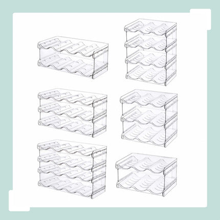 Stackable Bottle Rack – 16 Bottles, 4 Tiers, Transparent