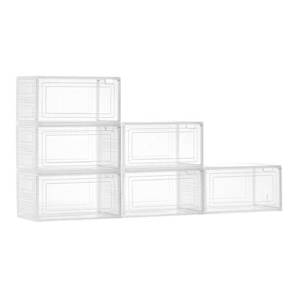 Stackable Clear Shoe Storage Boxes, 6 Pack, Magnetic Door
