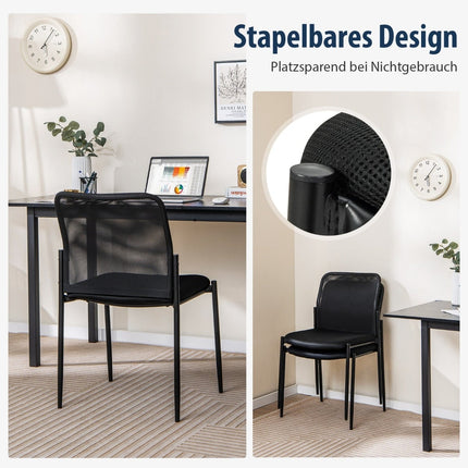 Stackable Conference Chairs, Set of 2, Black, No Armrests