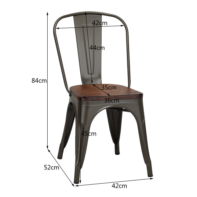 Stackable Dining Chairs Set of 4, Metal Frame, Wood Seat – Dark Green