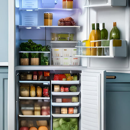 Stackable Fridge Organizer with 3 Drainage Baskets