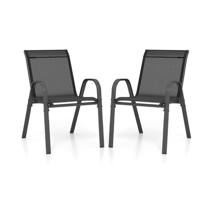 Stackable Garden Chairs Set of 2, Metal Frame, Black, 56x70x84 cm