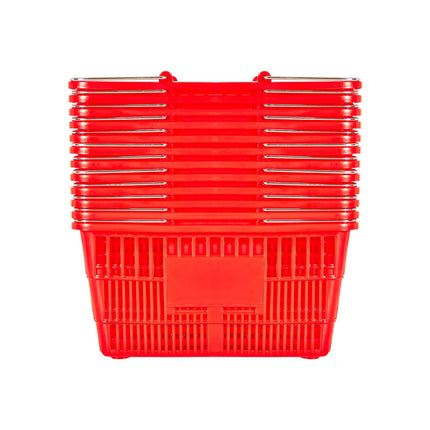 Stackable Grocery Shopping Baskets, 12-Pack, 21L, Red