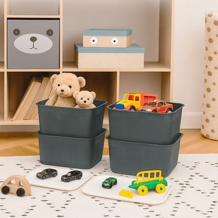 Stackable Lidded Storage Boxes, Set of 6, Ventilated