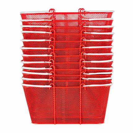 Stackable Metal Shopping Baskets 12-Pack, 22L, Red