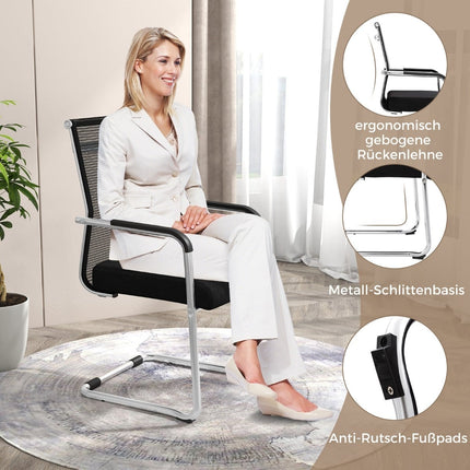 Stackable Office Chairs 4-Pack, Breathable Mesh, Black