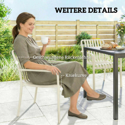 Stackable Outdoor Chairs, Set of 4, Cream White, Ergonomic Design