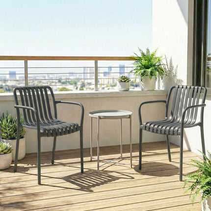 Stackable Outdoor Chairs Set of 4, Dark Grey, Ergonomic Design