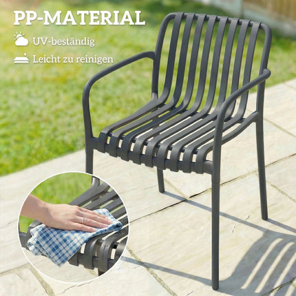Stackable Outdoor Chairs Set of 4, Dark Grey, Ergonomic Design