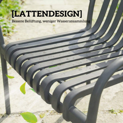 Stackable Outdoor Chairs Set of 4, Dark Grey, Ergonomic Design