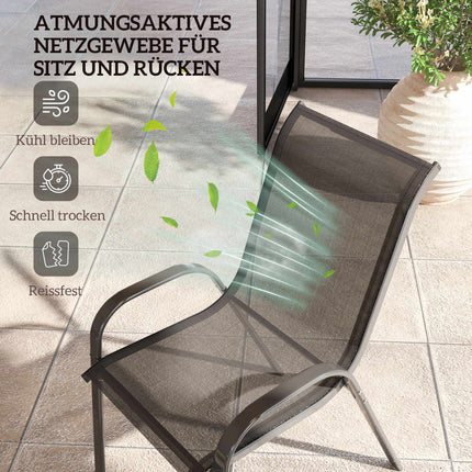 Stackable Outdoor Garden Chairs Set of 4, Steel, Black