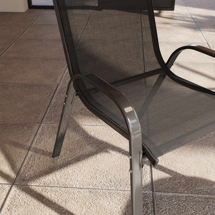Stackable Outdoor Garden Chairs Set of 4, Steel, Black