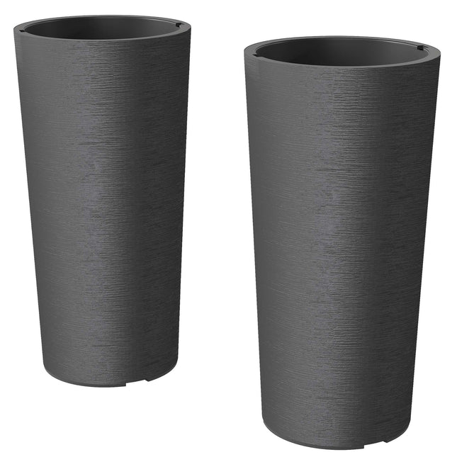 Stackable Planter Set with Drainage, 60 cm, Dark Grey