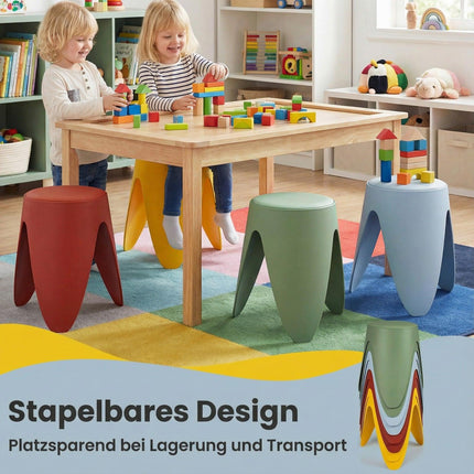 Stackable Plastic Stools Set of 8 with Cushions, 46 cm High