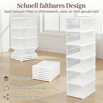 Stackable Shoe Boxes with Flip Door, 12-Pair Organizer Set