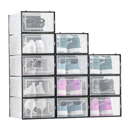 Stackable Shoe Storage Boxes, 12 Pack, Fits US 11, Clear