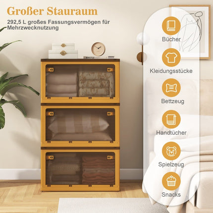 Stackable Storage Boxes with Lids and Wheels, 292L Capacity
