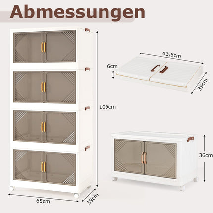 Stackable Storage Boxes with Wheels, 284L Capacity