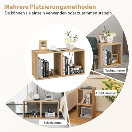 Stackable Wooden Cube Shelves, 2-Piece Set, Open Storage