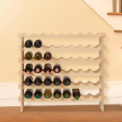Stackable Wooden Wine Rack for 48 Bottles