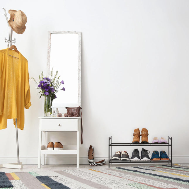 Stackable shoe shelf in metal