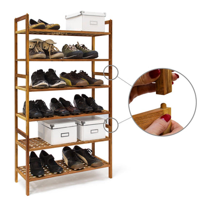 Stackable shoe shelf in walnut wood