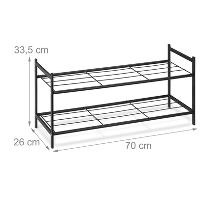 Stackable shoe shelf with 2 shelves