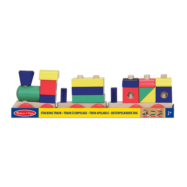 Stacking Train Playset for Toddlers, Colorful Wooden Blocks