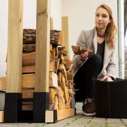Stacking aid in black wood in a set of 4