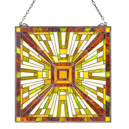 Stained Glass Window Panel 501 x 527 mm, Hanging Chain