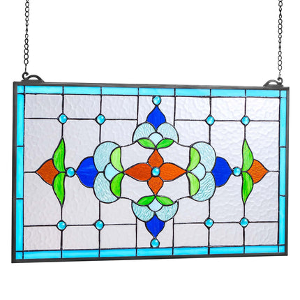 Stained Glass Window Panel, 664 x 402 mm, Hanging Chain