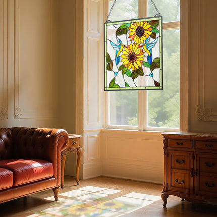 Stained Glass Window Panel, Tiffany Style, 502 x 520 mm