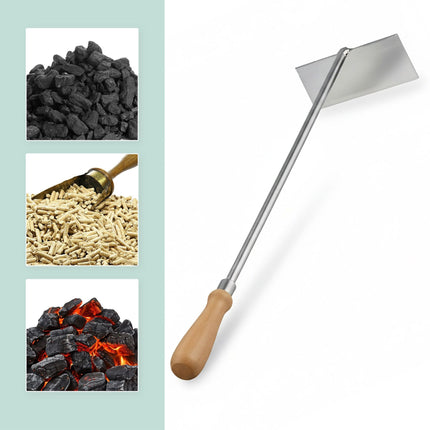 Stainless Steel Ash Scraper, Wooden Handle, Heat-Resistant