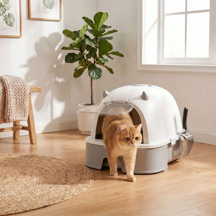 Stainless Steel Cat Litter Box with Removable Lid & Filters