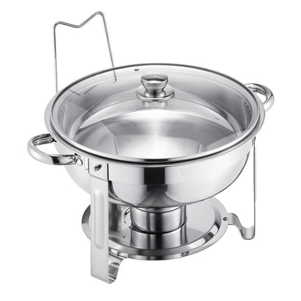 Stainless Steel Chafing Dish Set, 4-Pack 5 Qt, Glass Lid