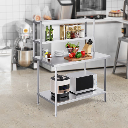 Stainless Steel Double-Tier Overshelf, 12 x 48 In